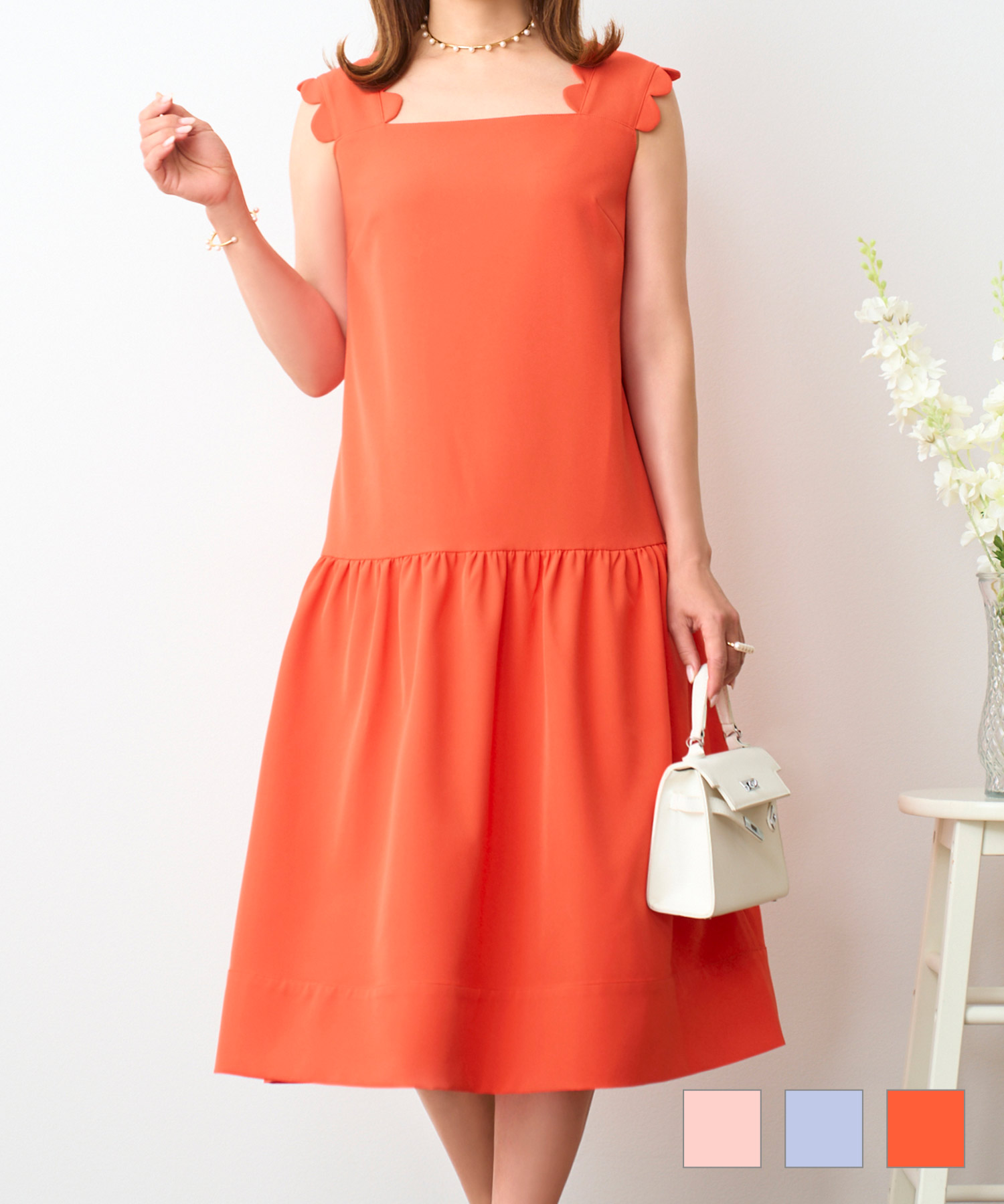 ショルダースカラップティアードクールワンピースPrimaScherrer全3色｜psc331-0956【1】