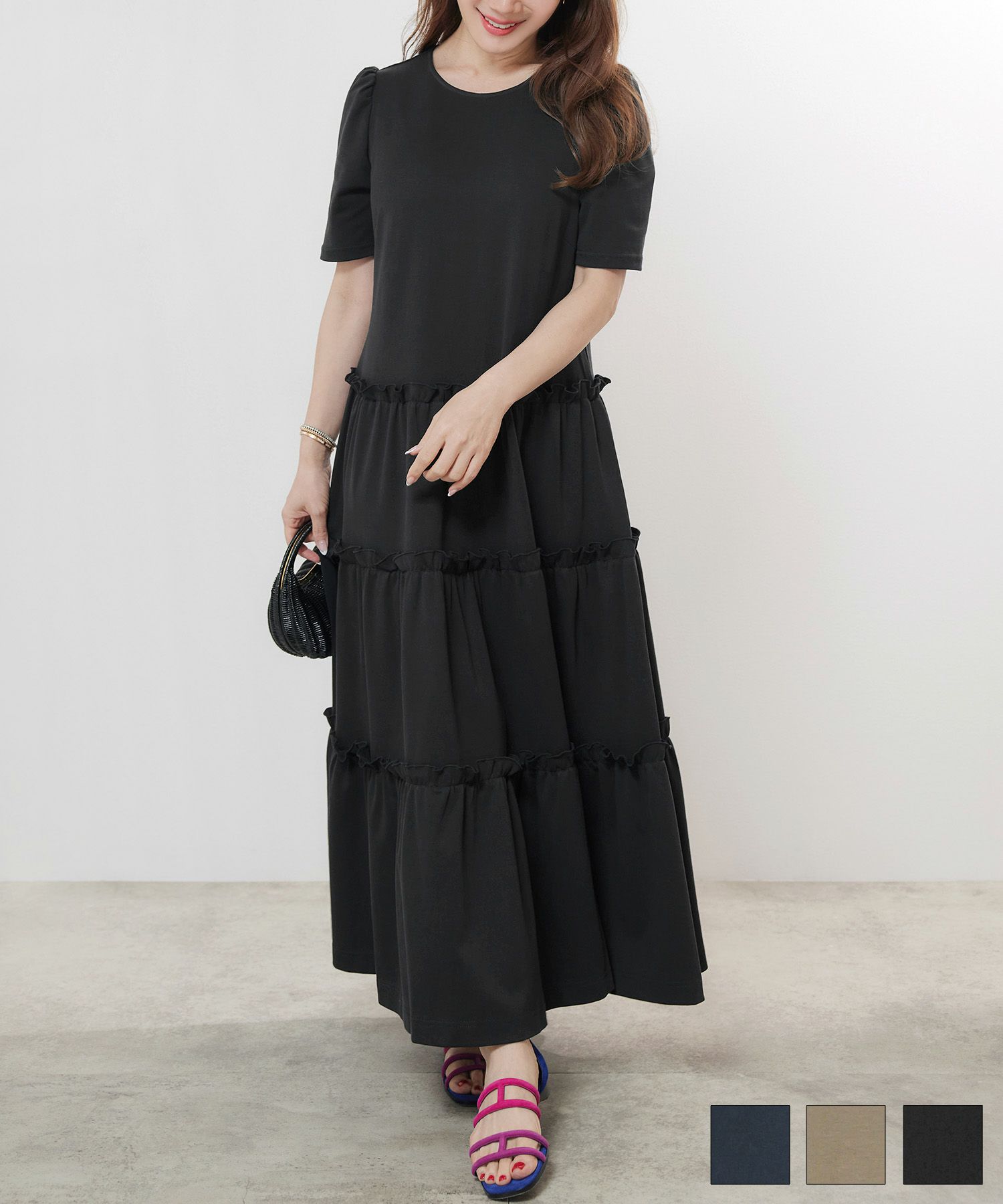 ティアード半袖カットソーワンピースLiala×PG