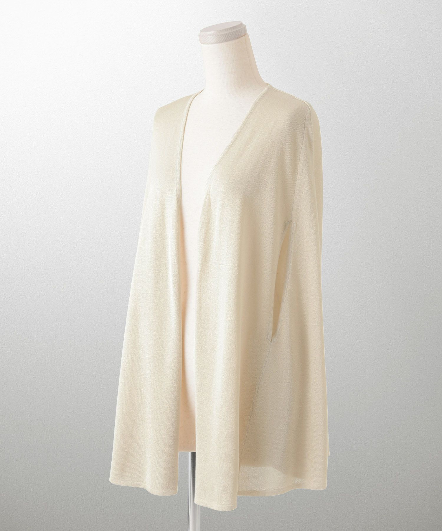 ケープ ニット カーディガン HUIT ホワイト/ベージュ/ブラック レディース シアー 薄手 ラメ オフィス 冷房対策 きれいめ 洗える