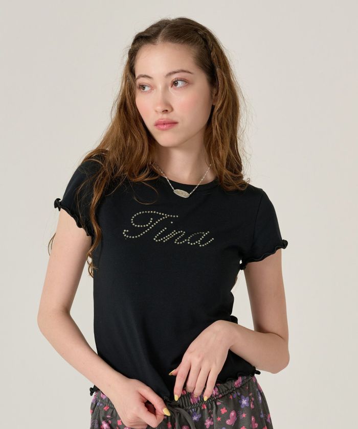 tina jojun プリント　Tシャツ　ノベルディ フラワーコラージュ オーバーTシャツ TINA：JOJUN 全2色｜tnj531