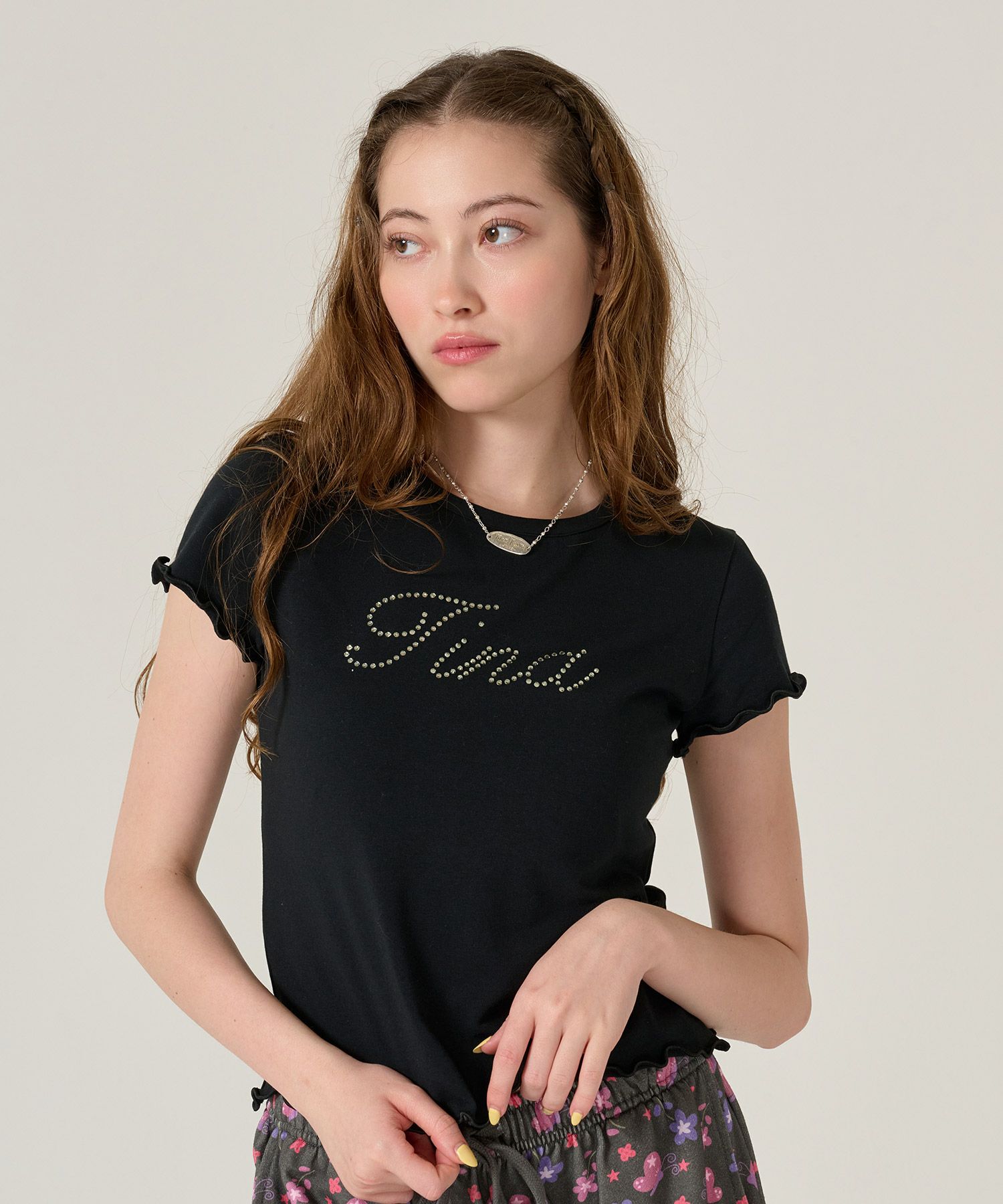 ラインストーン/ Tシャツ /トップス/ブラック