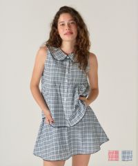 パンツ/ミニスカート/チェック/ネイビー