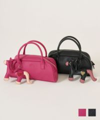 ハンドバッグ/チャーム/ポニー/ピンク/ブラック