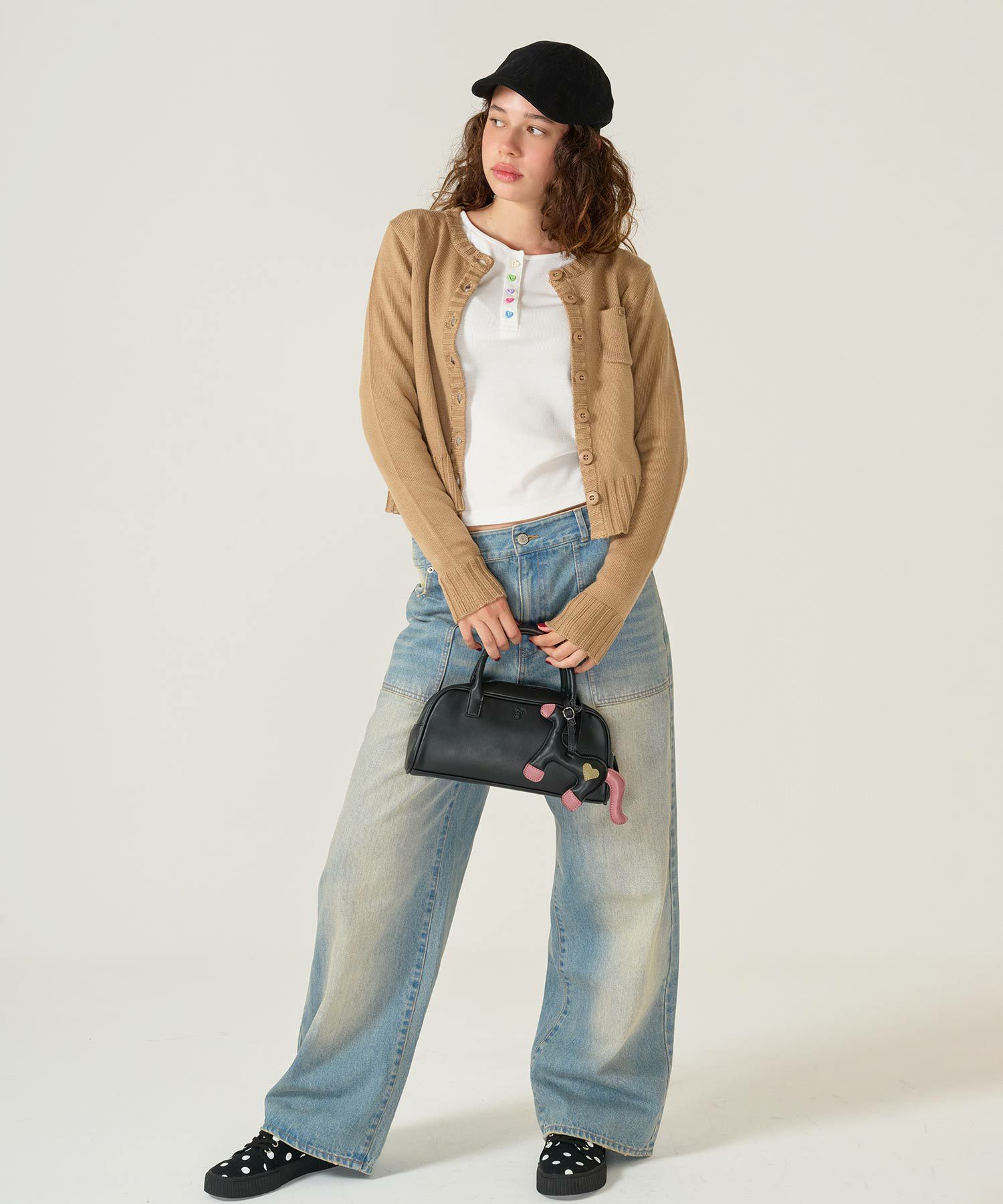 ハンドバッグ/チャーム/ポニー/ブラック