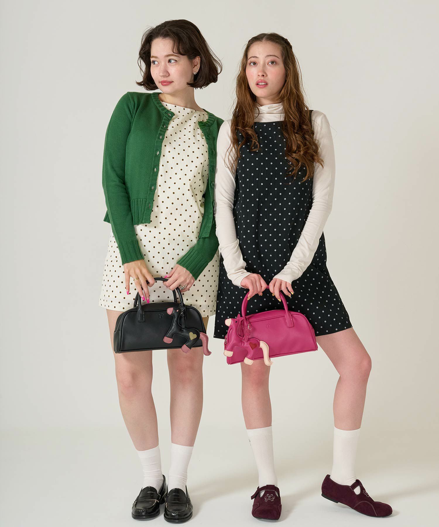 ハンドバッグ/チャーム/ポニー/ピンク/ブラック