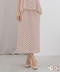 ドット柄タイトスカートlerevevanillerアイボリー/ダスティピンク