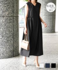 レディース 夏 サマーワンピース 薄手 ドロスト きれいめ 洗える/ホワイト/ネイビー/ブラック/S/M/前後2way/ノースリーブ