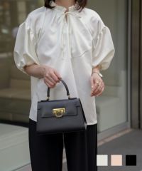 2way サテン ブラウス HUIT アイボリー/ピンク/ブラック/M/前後2way/半袖