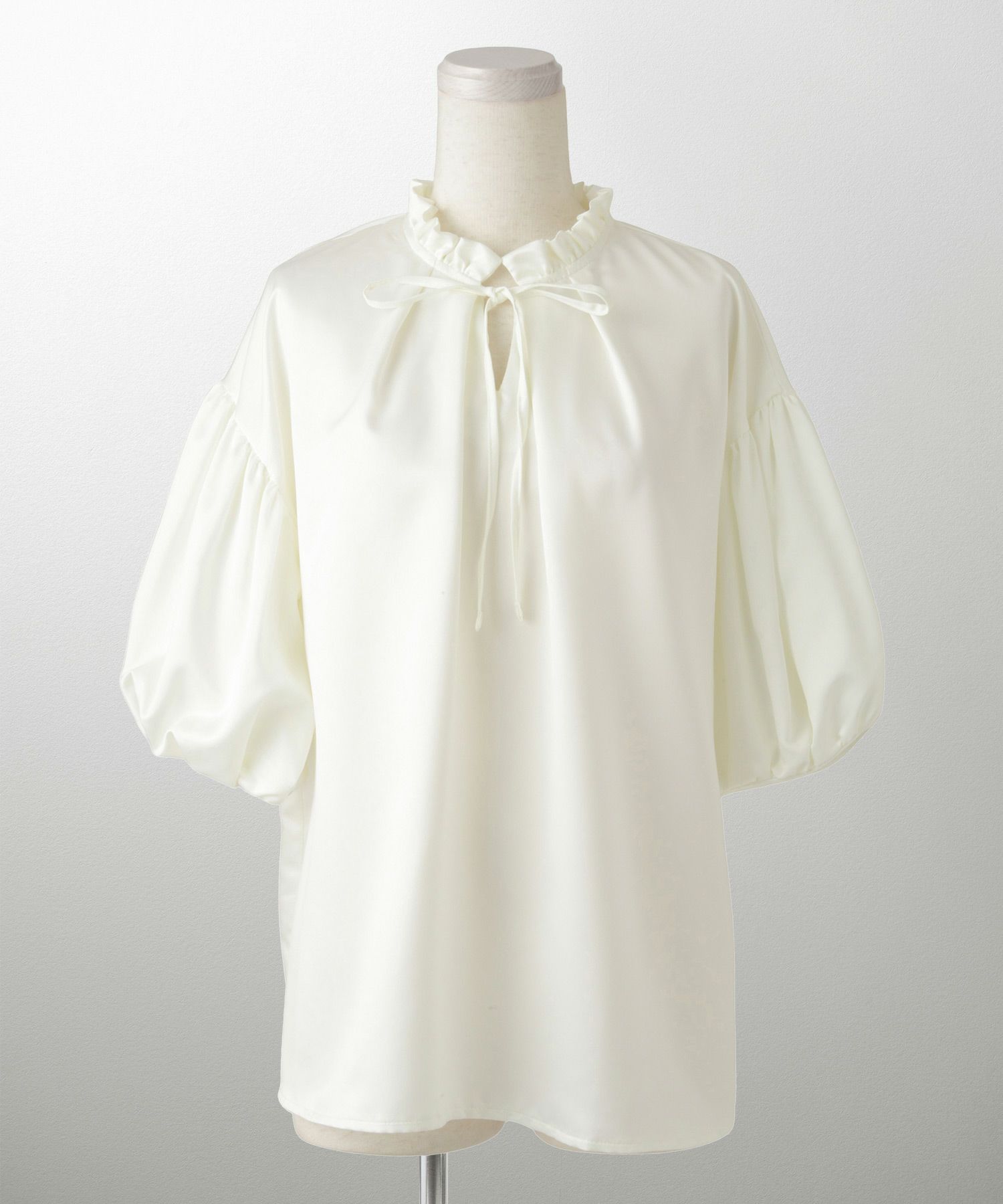 2way サテン ブラウス HUIT アイボリー/ピンク/ブラック/M/前後2way/半袖