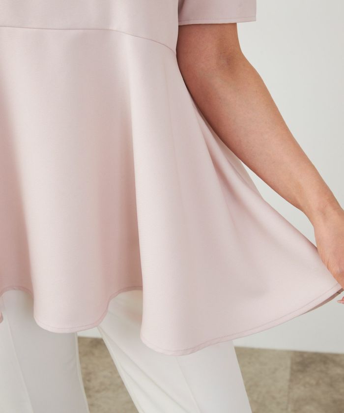 手洗い可日本製かわいい上品きれいめ大人カジュアルオフィスシンプルペプラム体型カバージョイントスペース