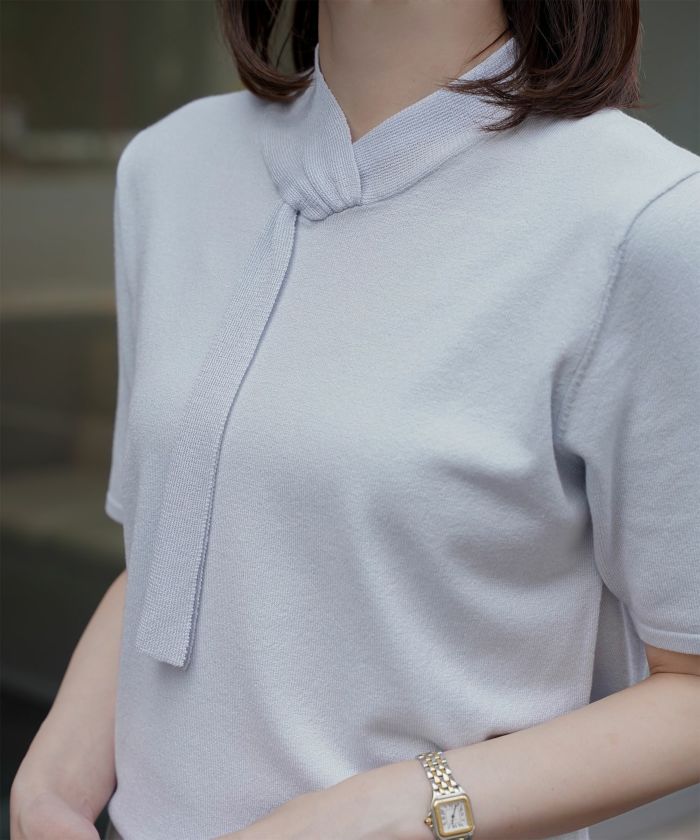 ニュアンス ボウタイ ニット トップス HUIT 全4色｜hit431-0287