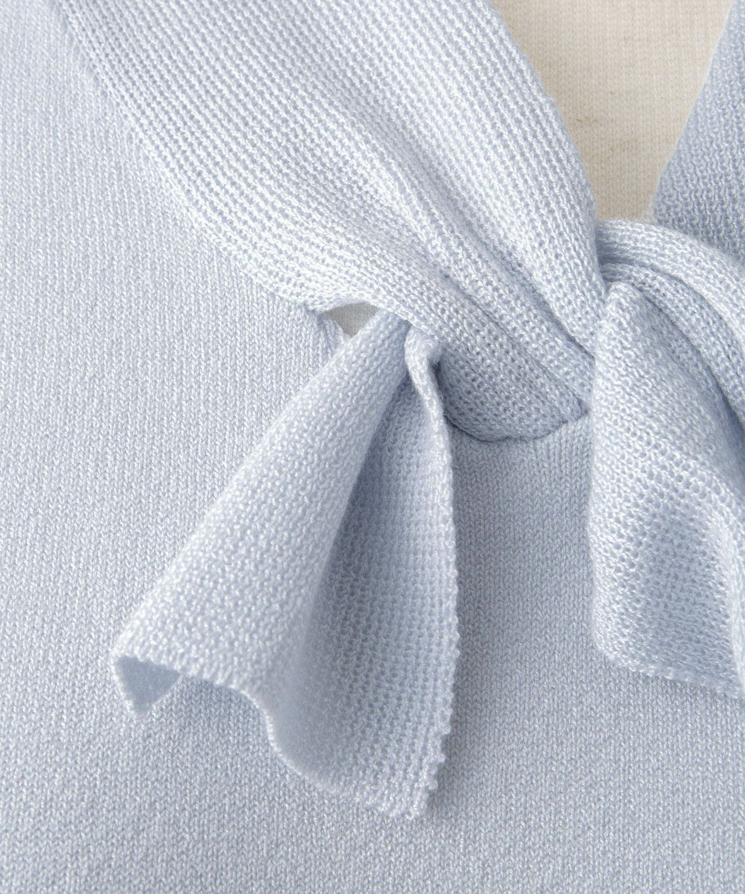 ニュアンス ボウタイ ニット レディース トップス プルオーバー サマーニット ラメ 半袖 きれいめ 上品 洗える