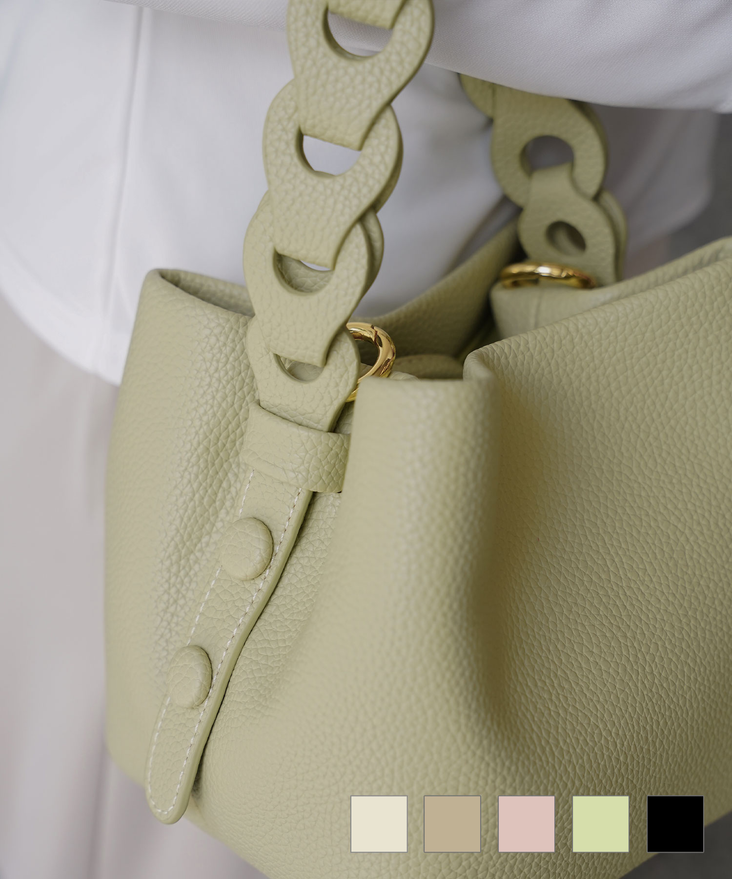 レディース バッグ きれいめ ショルダー 2way 合皮 アイボリー/エトープ/ピンク/ピスタチオ/ブラック/フリー