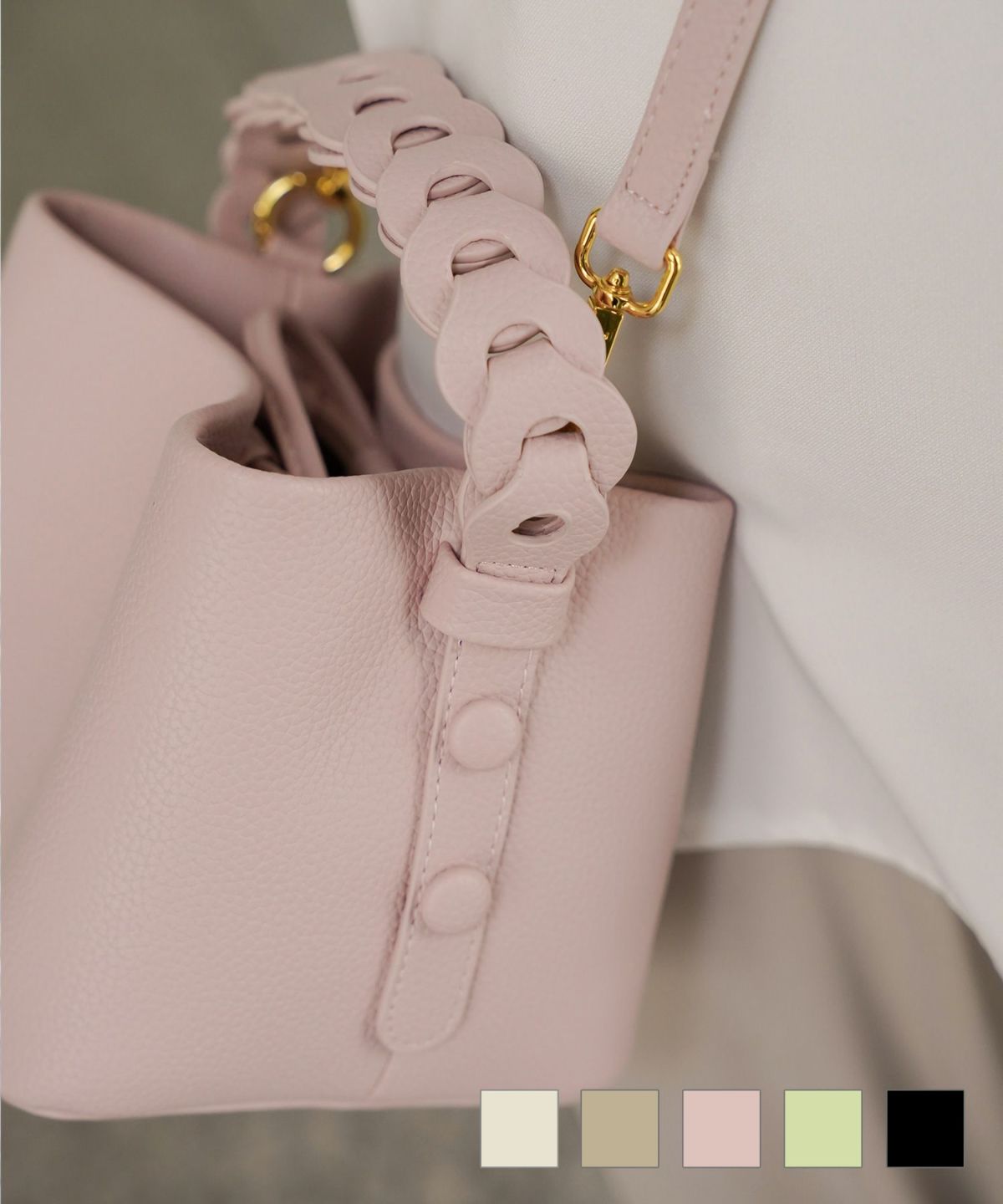 レディース バッグ きれいめ ショルダー 2way 合皮 アイボリー/エトープ/ピンク/ピスタチオ/ブラック/フリー