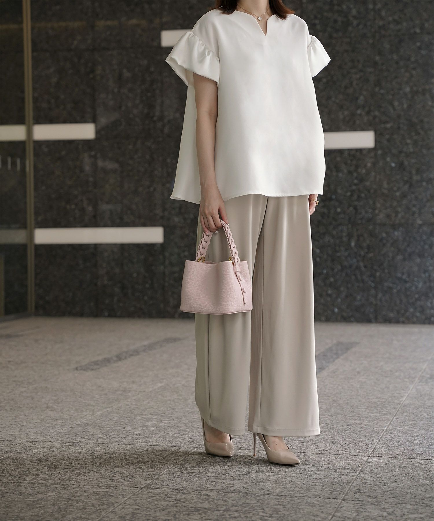 レディース バッグ きれいめ ショルダー 2way 合皮 アイボリー/エトープ/ピンク/ピスタチオ/ブラック/フリー