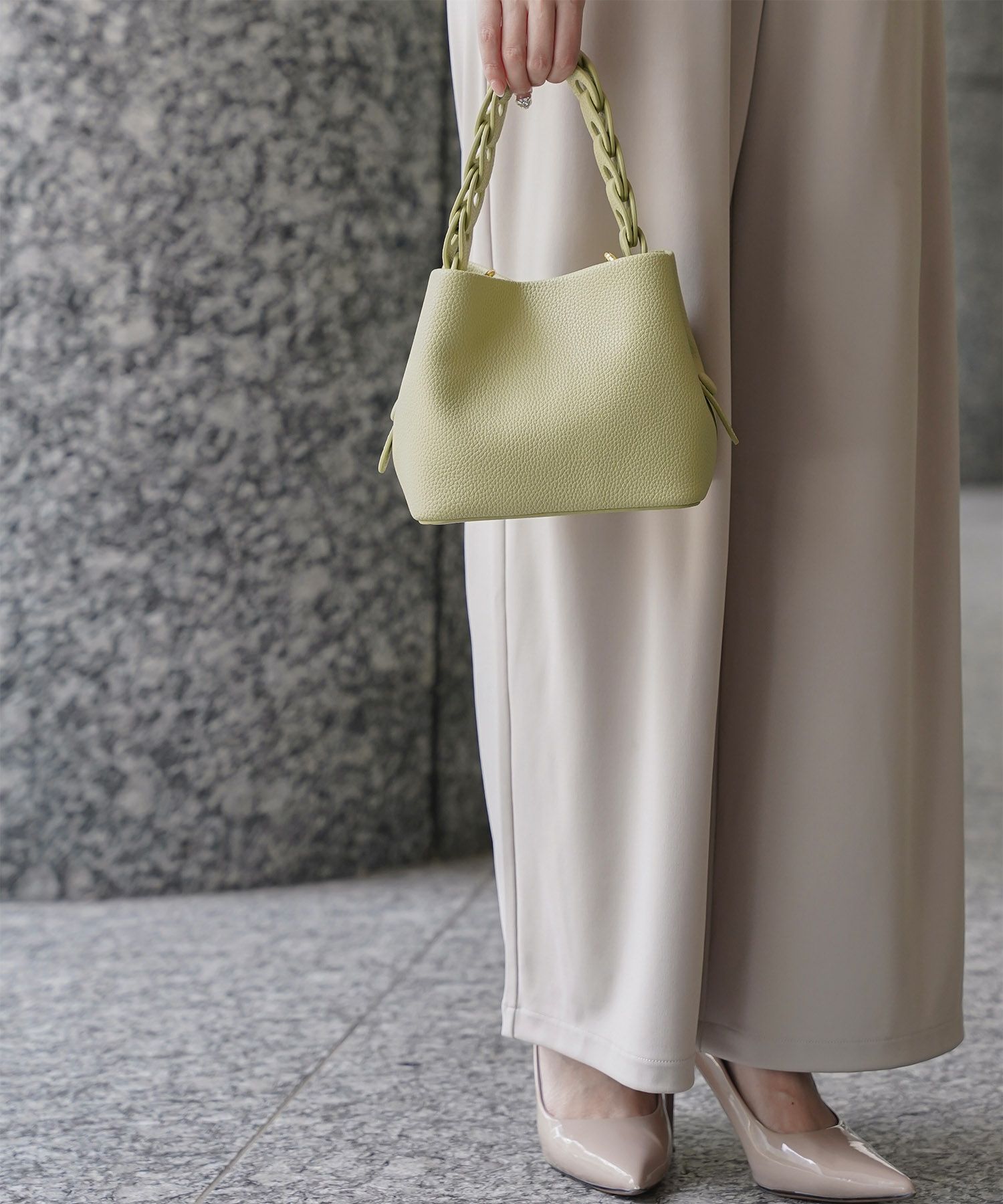 レディース バッグ きれいめ ショルダー 2way 合皮 アイボリー/エトープ/ピンク/ピスタチオ/ブラック/フリー