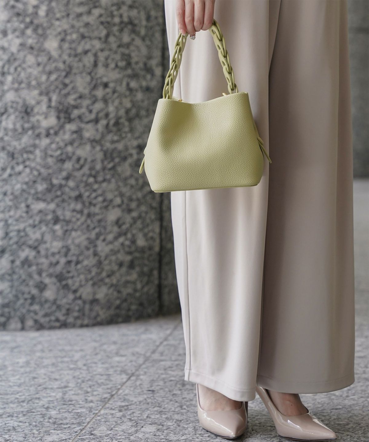 レディース バッグ きれいめ ショルダー 2way 合皮 アイボリー/エトープ/ピンク/ピスタチオ/ブラック/フリー