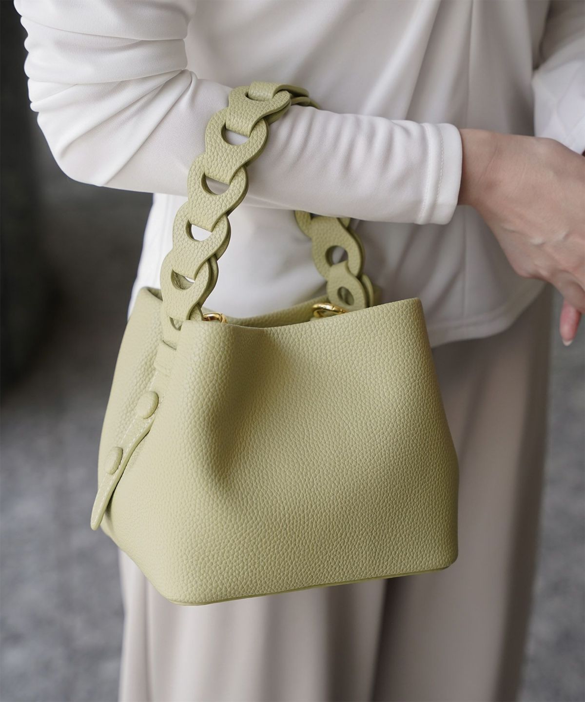 レディース バッグ きれいめ ショルダー 2way 合皮 アイボリー/エトープ/ピンク/ピスタチオ/ブラック/フリー