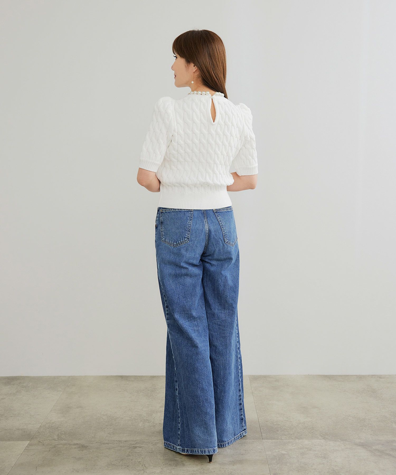 手洗い可かわいい上品きれいめ大人カジュアルシンプルパフスリーブオフィスジョイントスペース