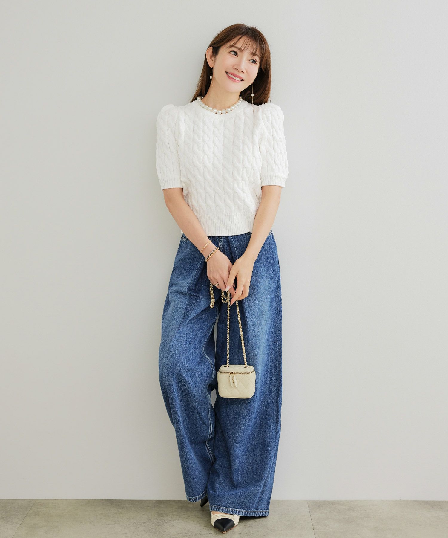 手洗い可かわいい上品きれいめ大人カジュアルシンプルパフスリーブオフィスジョイントスペース