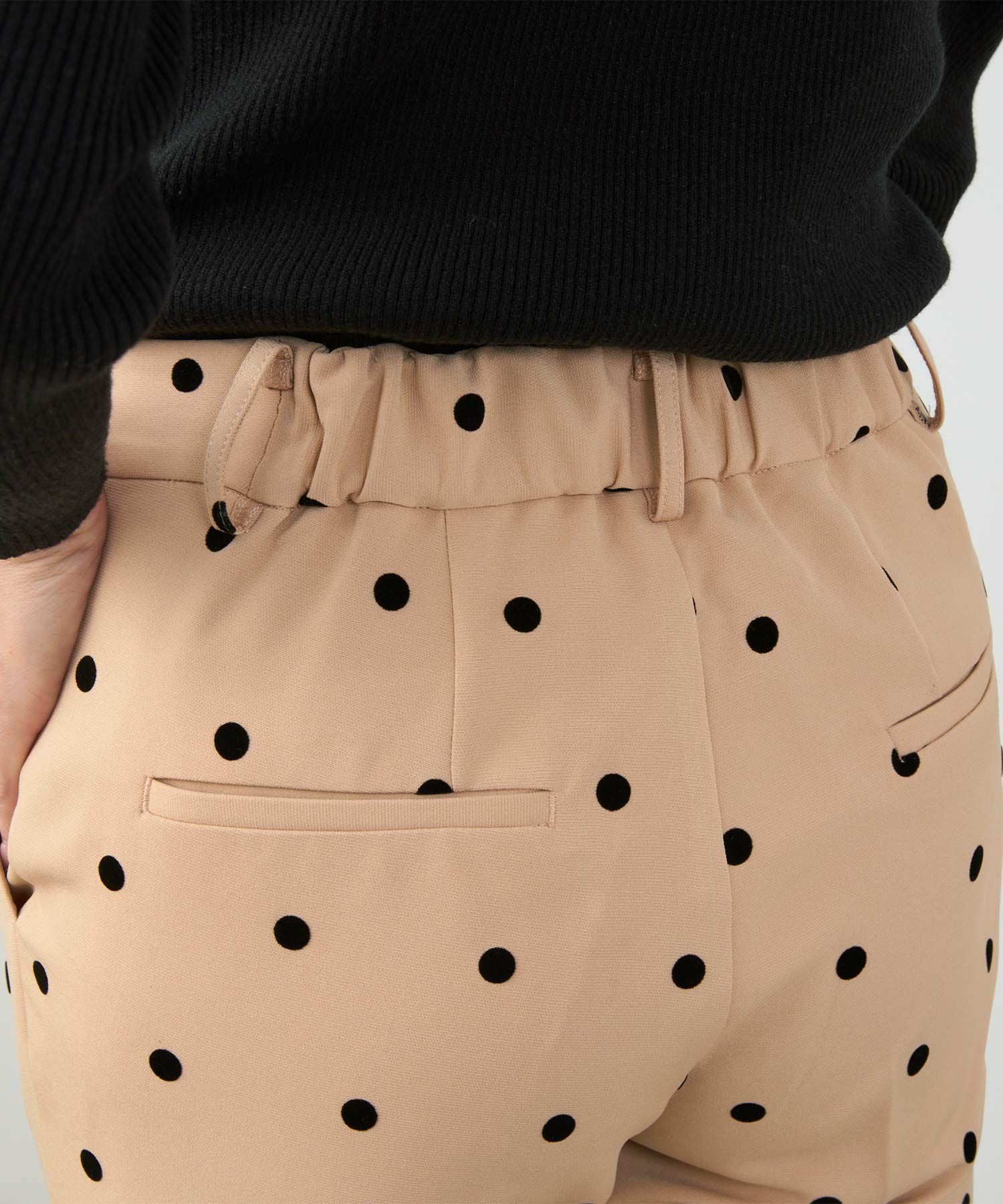 手洗い可上品きれいめ大人カジュアル柄オフィスフォーマルオケージョン美脚ウエストゴムジョイントスペース