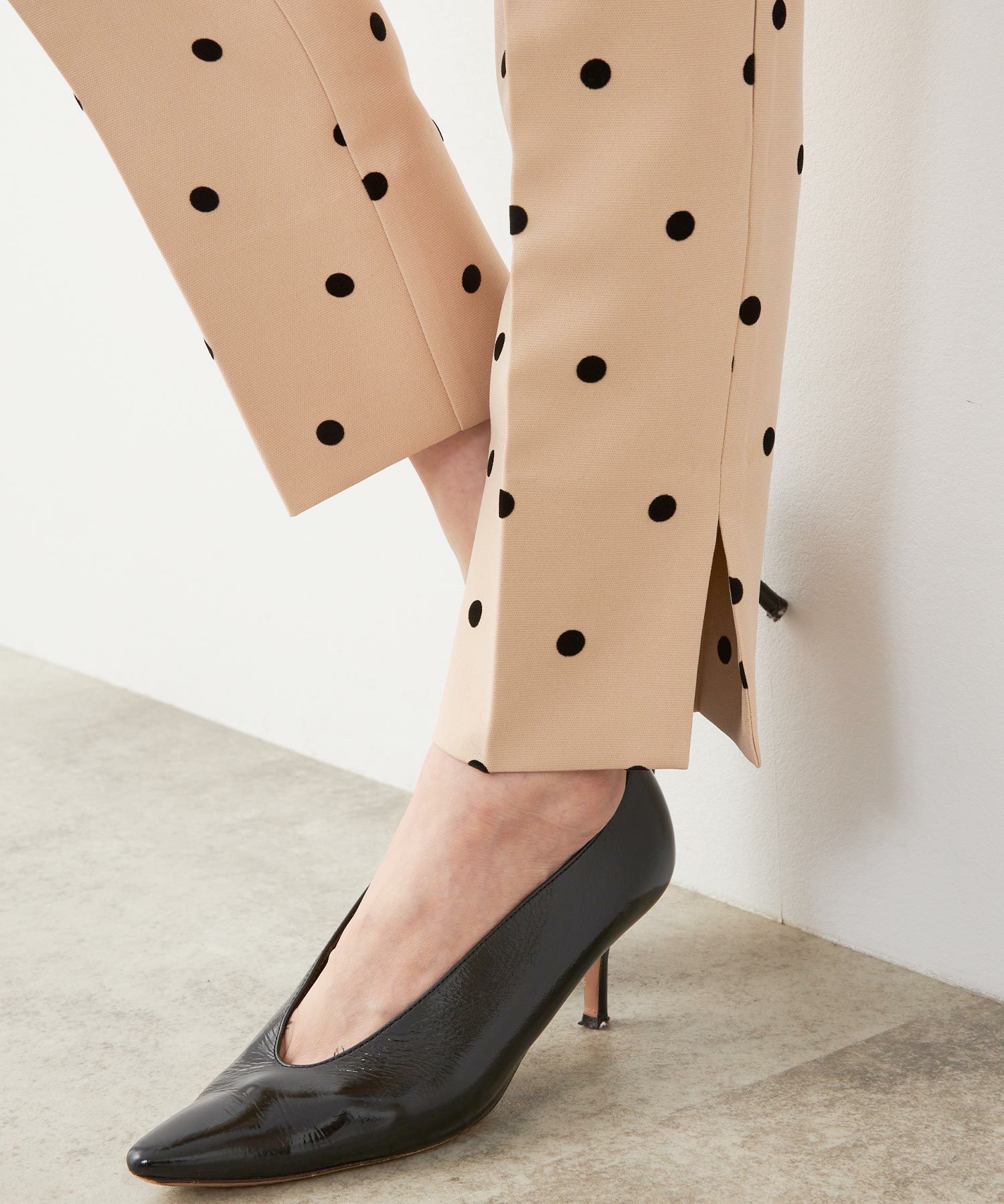 手洗い可上品きれいめ大人カジュアル柄オフィスフォーマルオケージョン美脚ウエストゴムジョイントスペース