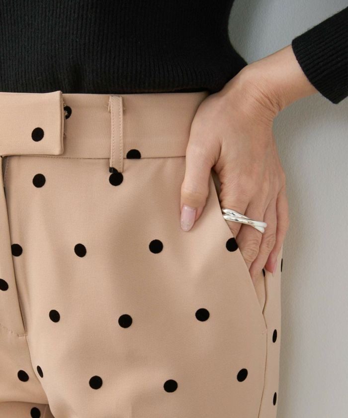 手洗い可上品きれいめ大人カジュアル柄オフィスフォーマルオケージョン美脚ウエストゴムジョイントスペース