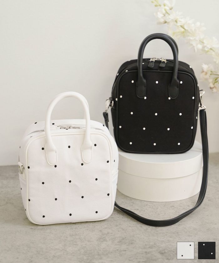 キャンバス地ドット刺しゅうバッグLiala×PG