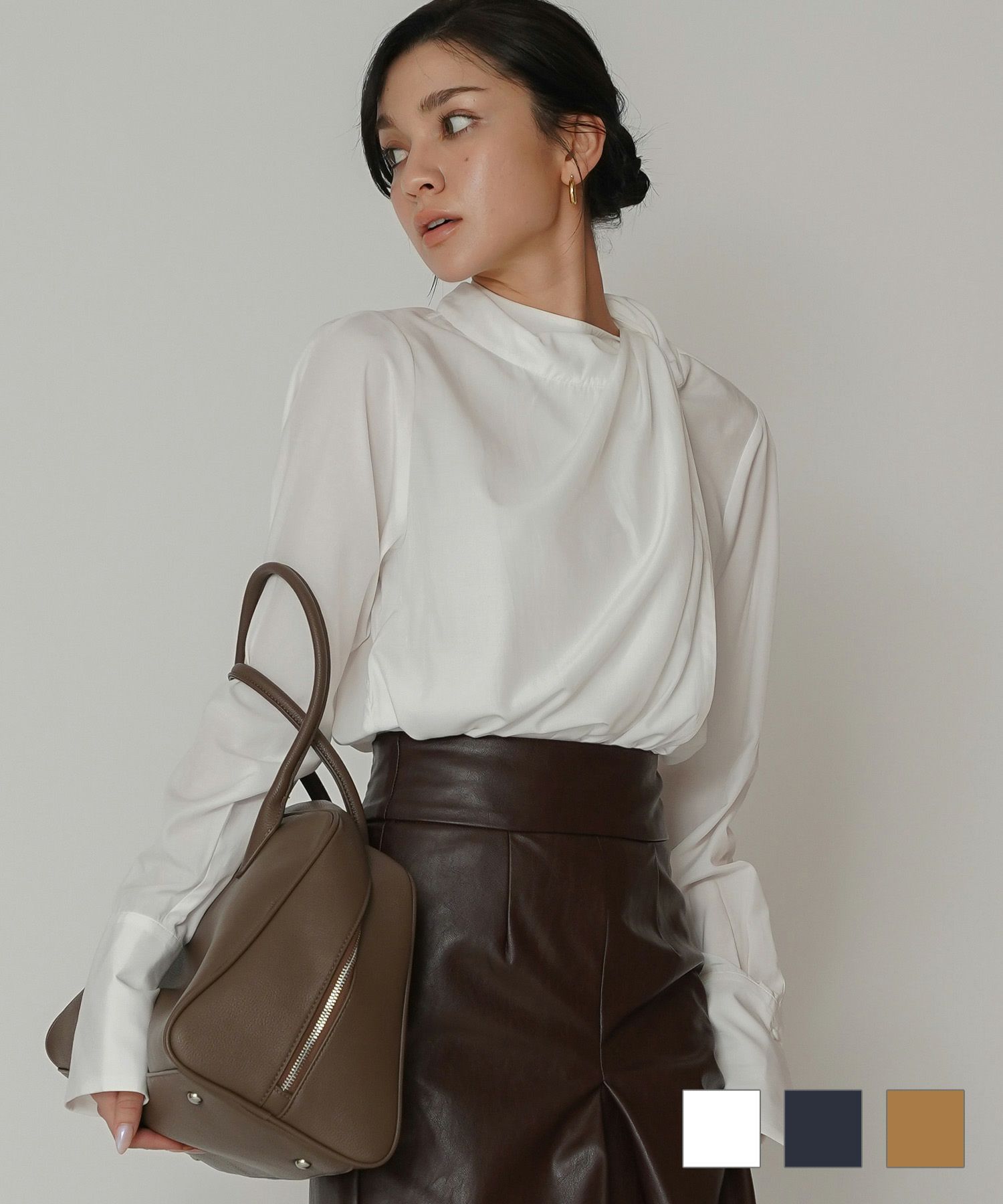 ドレープ ボウタイ 2WAY ブラウス KINO THE KEI 全3色｜ktk831-0105【1】