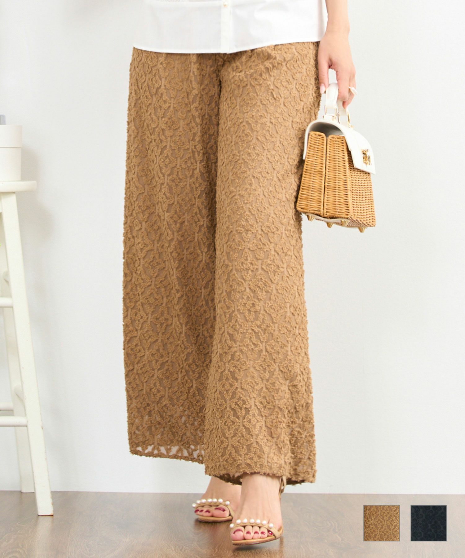 キカカットジャガードワイドパンツPrimaScherrer全2色｜psc771-0975【1】