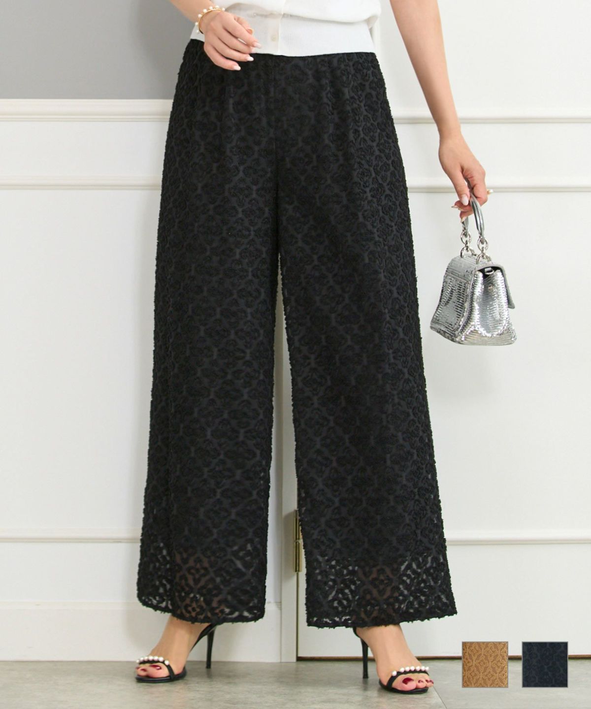 キカカットジャガードワイドパンツPrimaScherrer全2色｜psc771-0975【1】