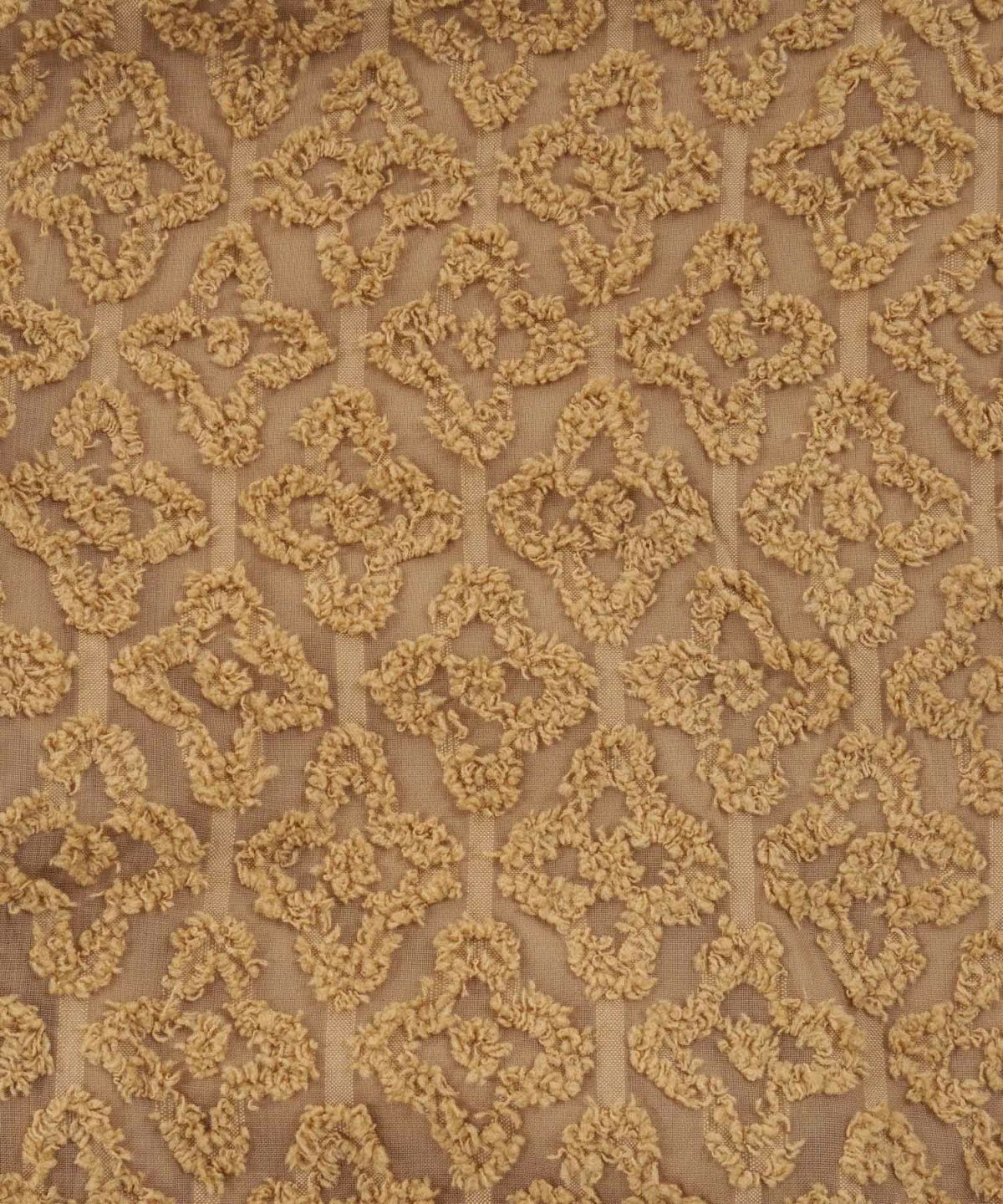 キカカットジャガードワイドパンツウエストゴム幾何学模様柄キャメルブラック