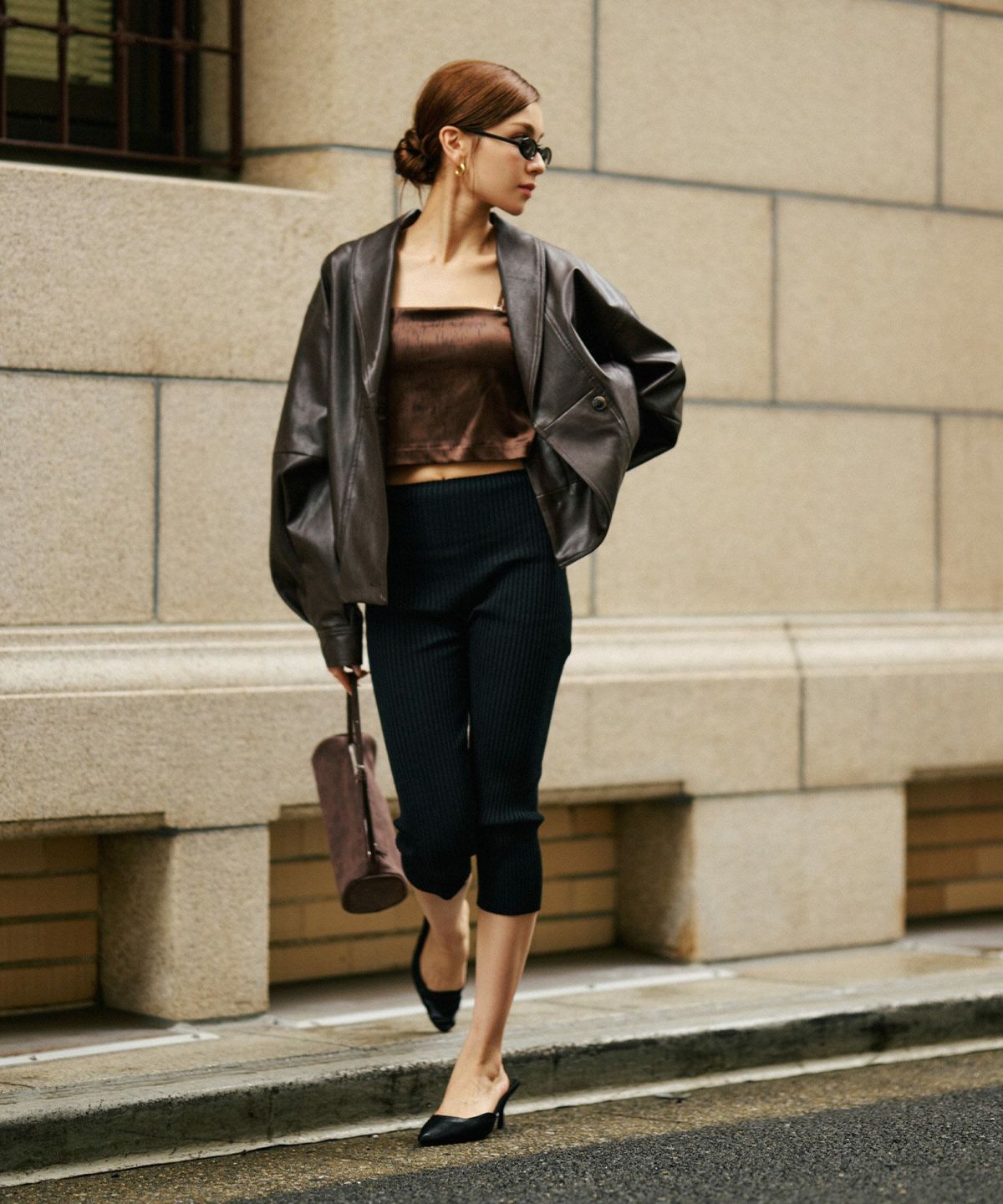 モード オーバーサイズ ライトアウター レザーアウター ブルゾン 古着 ヴィンテージ 韓国風 綺麗め 細見え カジュアル KINO THE KEI