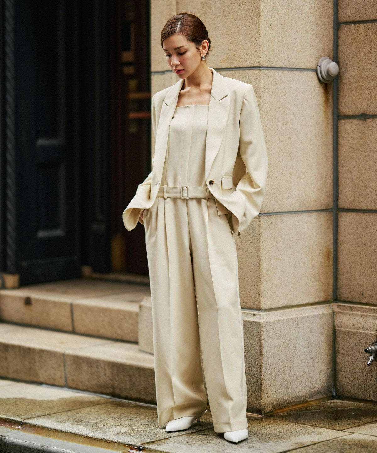 セットアップ ベアオールインワン 80年代 80's モード 結婚式 二次会コーデ パンツスタイル KINO THE KEI