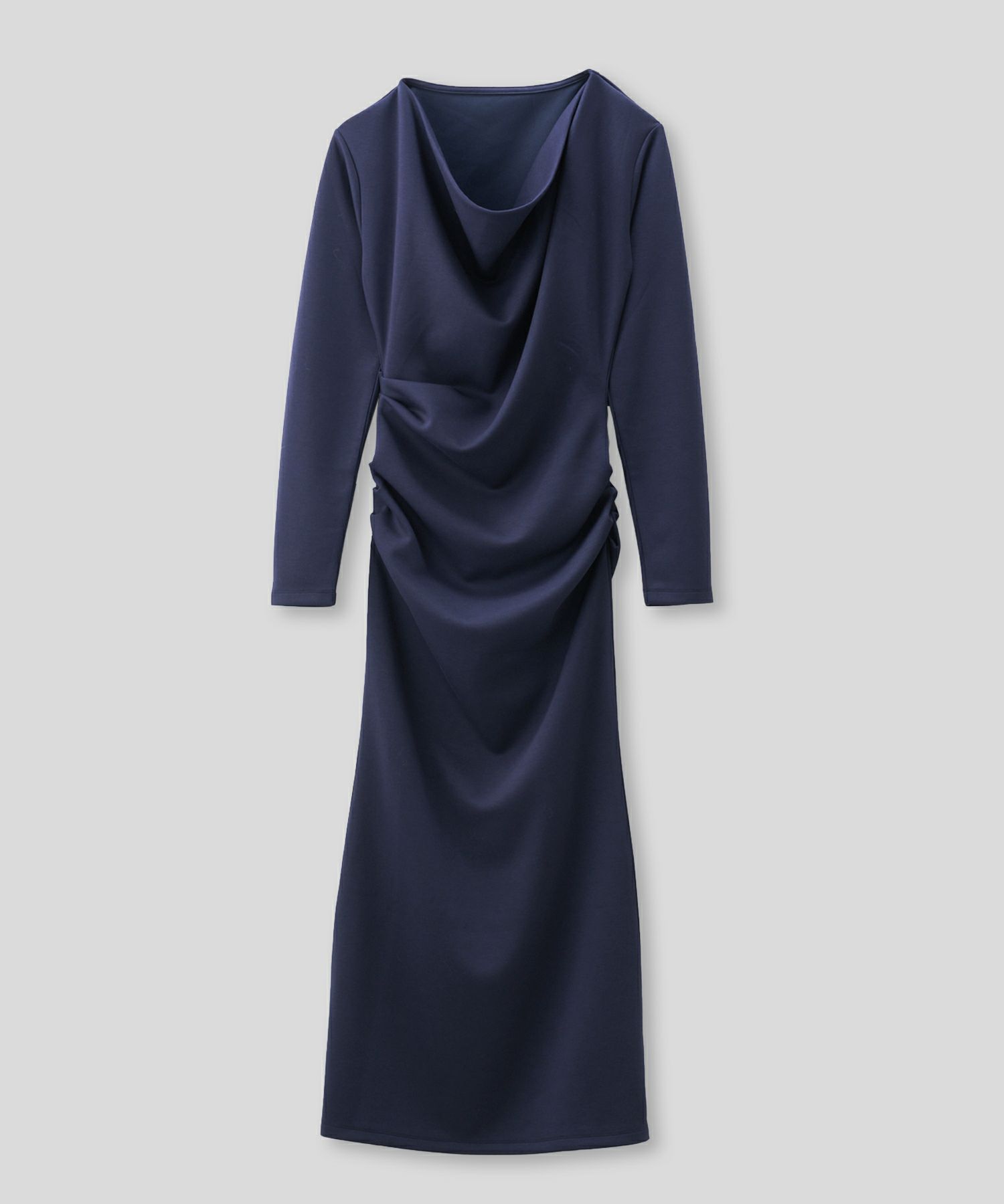 ロングワンピース カットソー セットアップ オフショルトップス ドレープ タイトワンピ 韓国風 綺麗め 細見え カジュアル KINO THE KEI