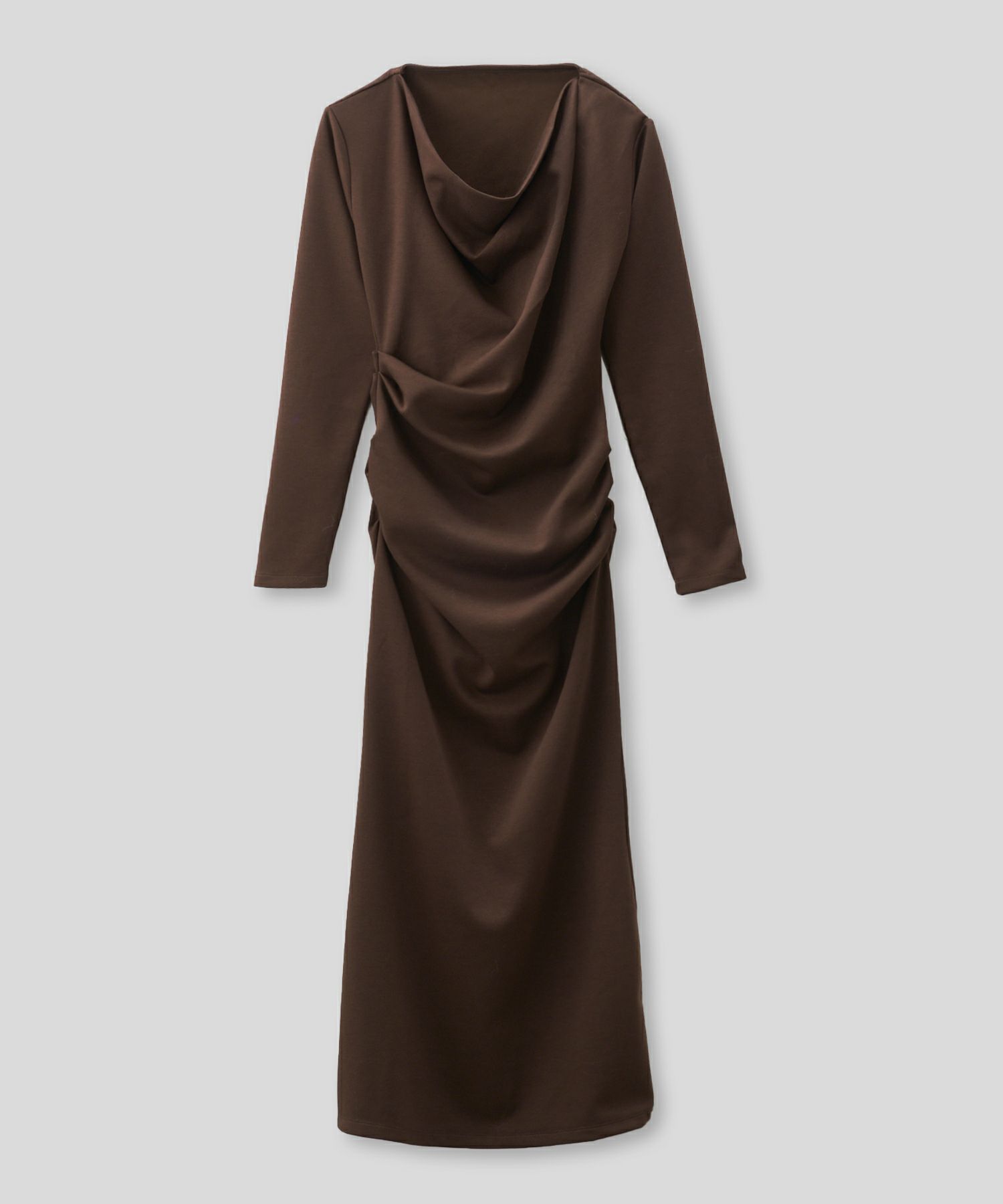 ロングワンピース カットソー セットアップ オフショルトップス ドレープ タイトワンピ 韓国風 綺麗め 細見え カジュアル KINO THE KEI