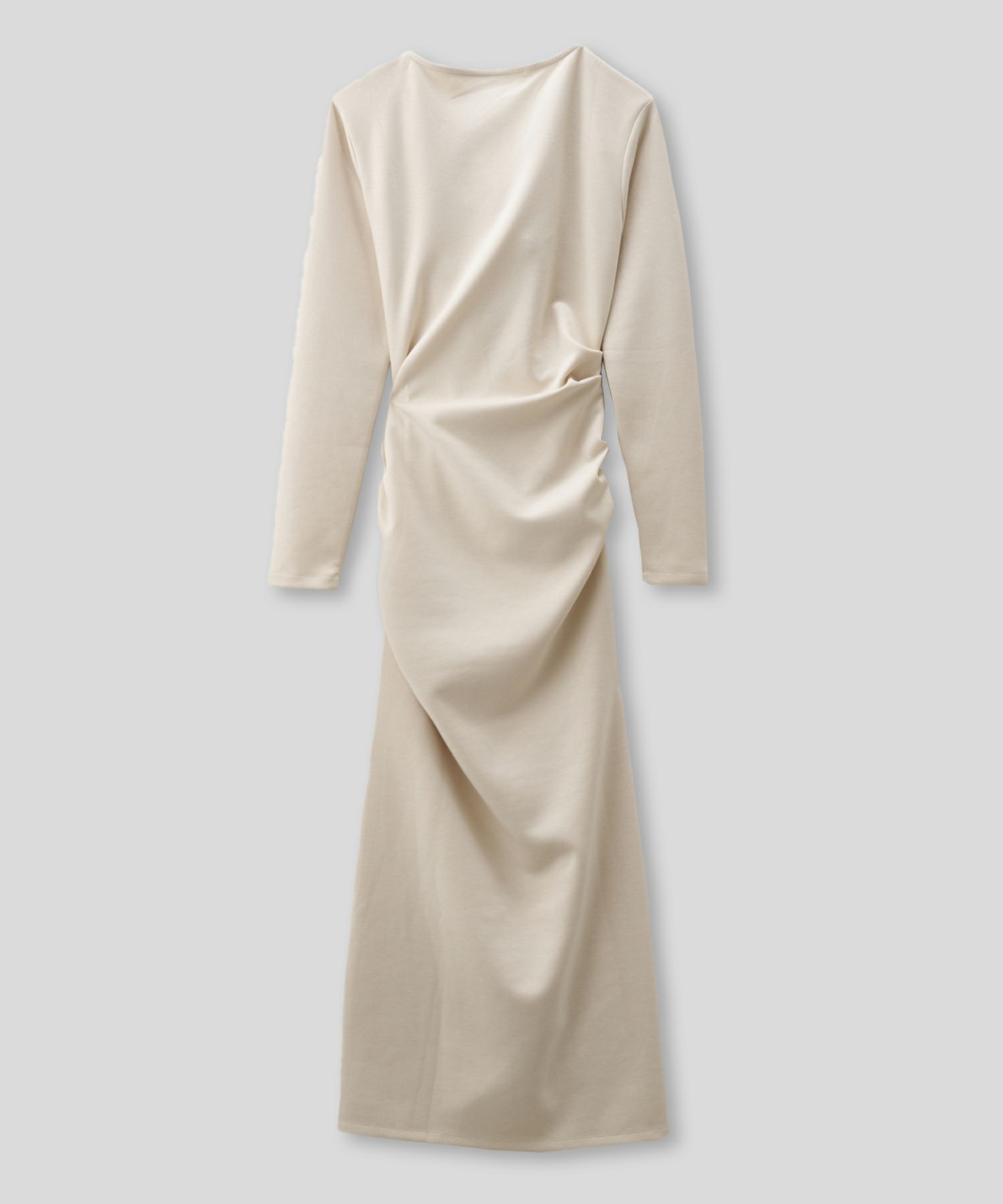 ロングワンピース カットソー セットアップ オフショルトップス ドレープ タイトワンピ 韓国風 綺麗め 細見え カジュアル KINO THE KEI