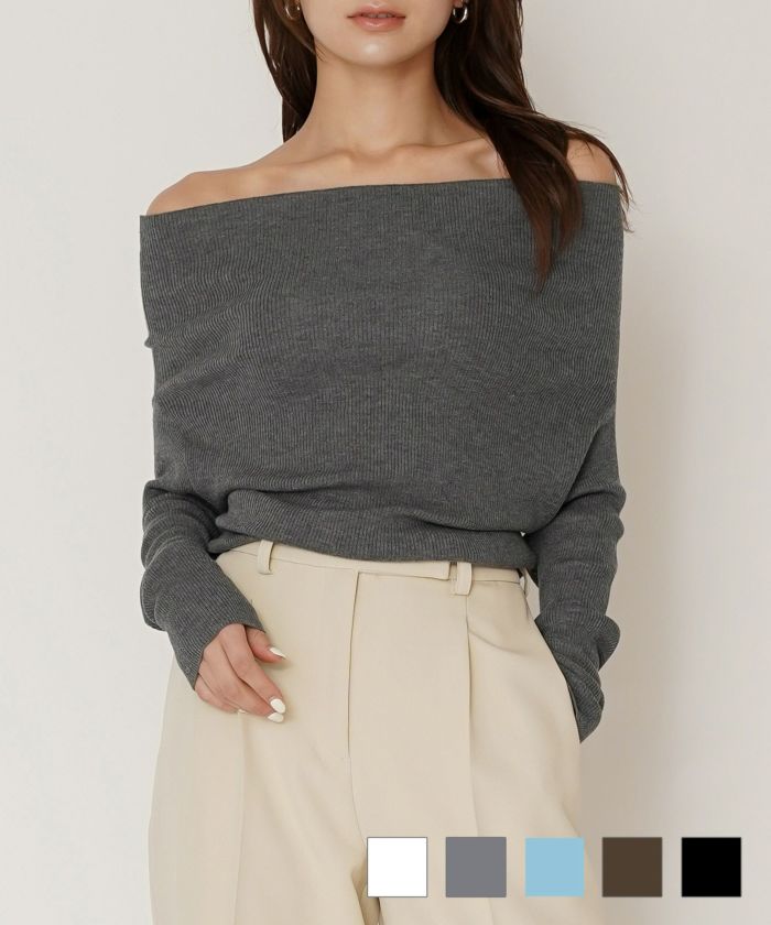 シアー リブ オフショル ニット KINO THE KEI