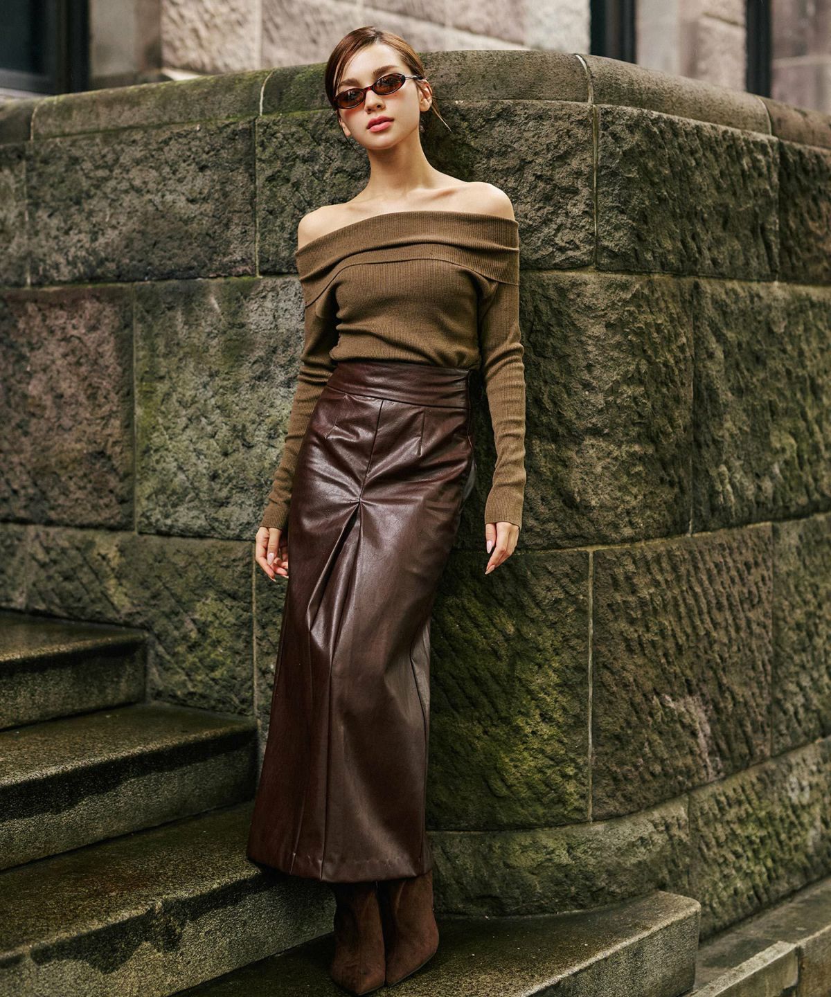 リブニット オフショル ワンショル 2WAY デート ディナー モテニット 伸縮性 KINO THE KEI