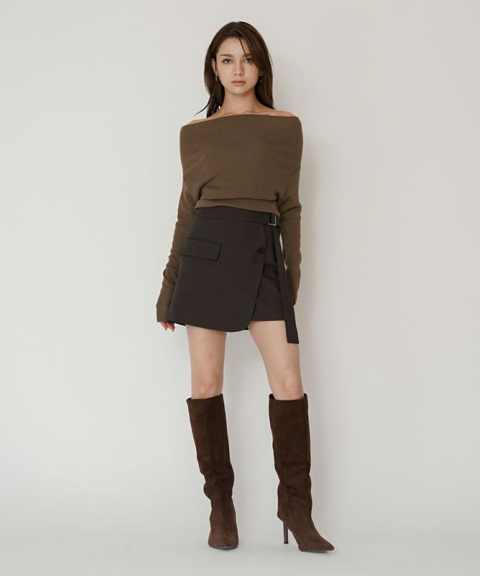 リブニット オフショル ワンショル 2WAY デート ディナー モテニット 伸縮性 KINO THE KEI