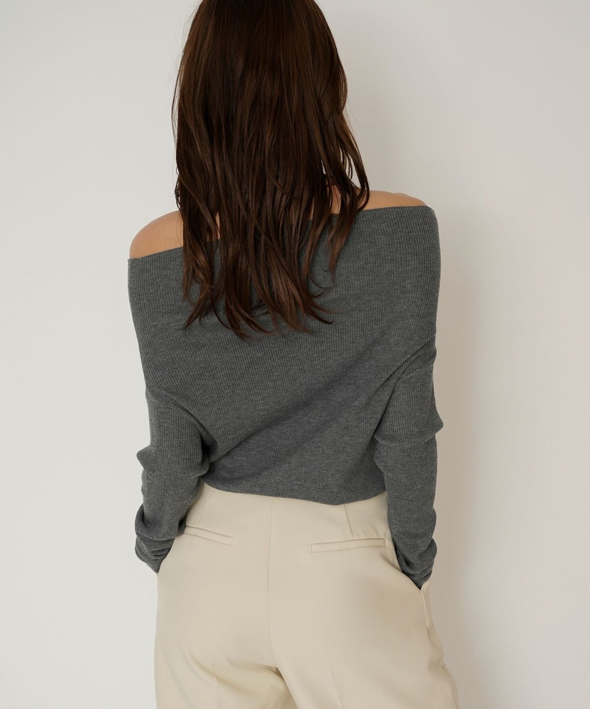 リブニット オフショル ワンショル 2WAY デート ディナー モテニット 伸縮性 KINO THE KEI