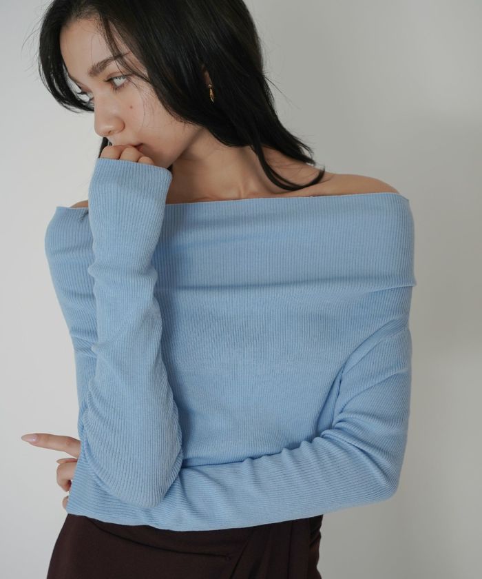 リブニット オフショル ワンショル 2WAY デート ディナー モテニット 伸縮性 KINO THE KEI