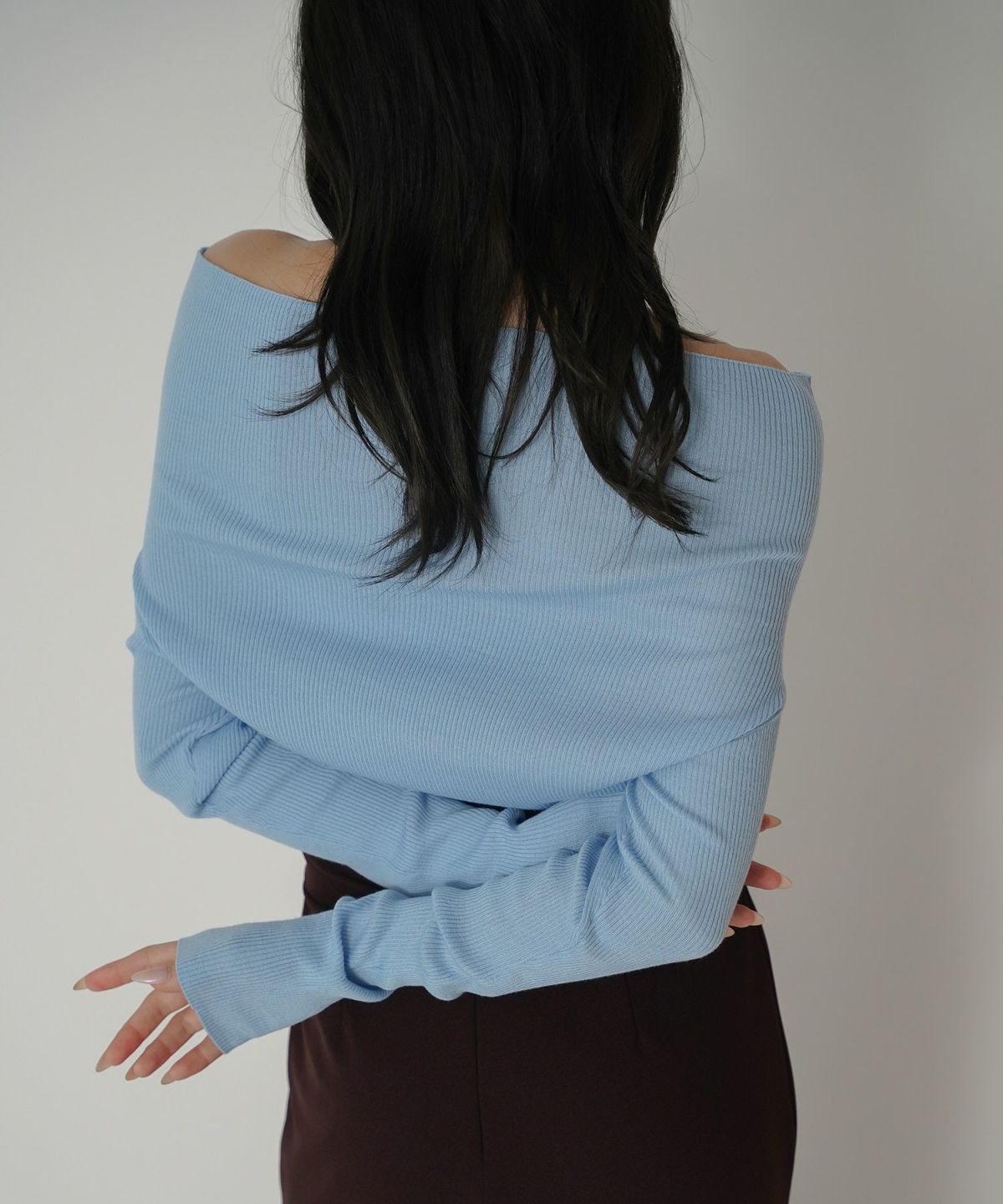 リブニット オフショル ワンショル 2WAY デート ディナー モテニット 伸縮性 KINO THE KEI