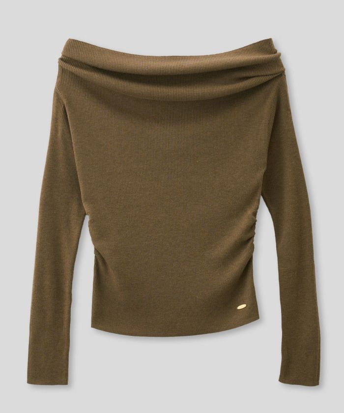 リブニット オフショル ワンショル 2WAY デート ディナー モテニット 伸縮性 KINO THE KEI