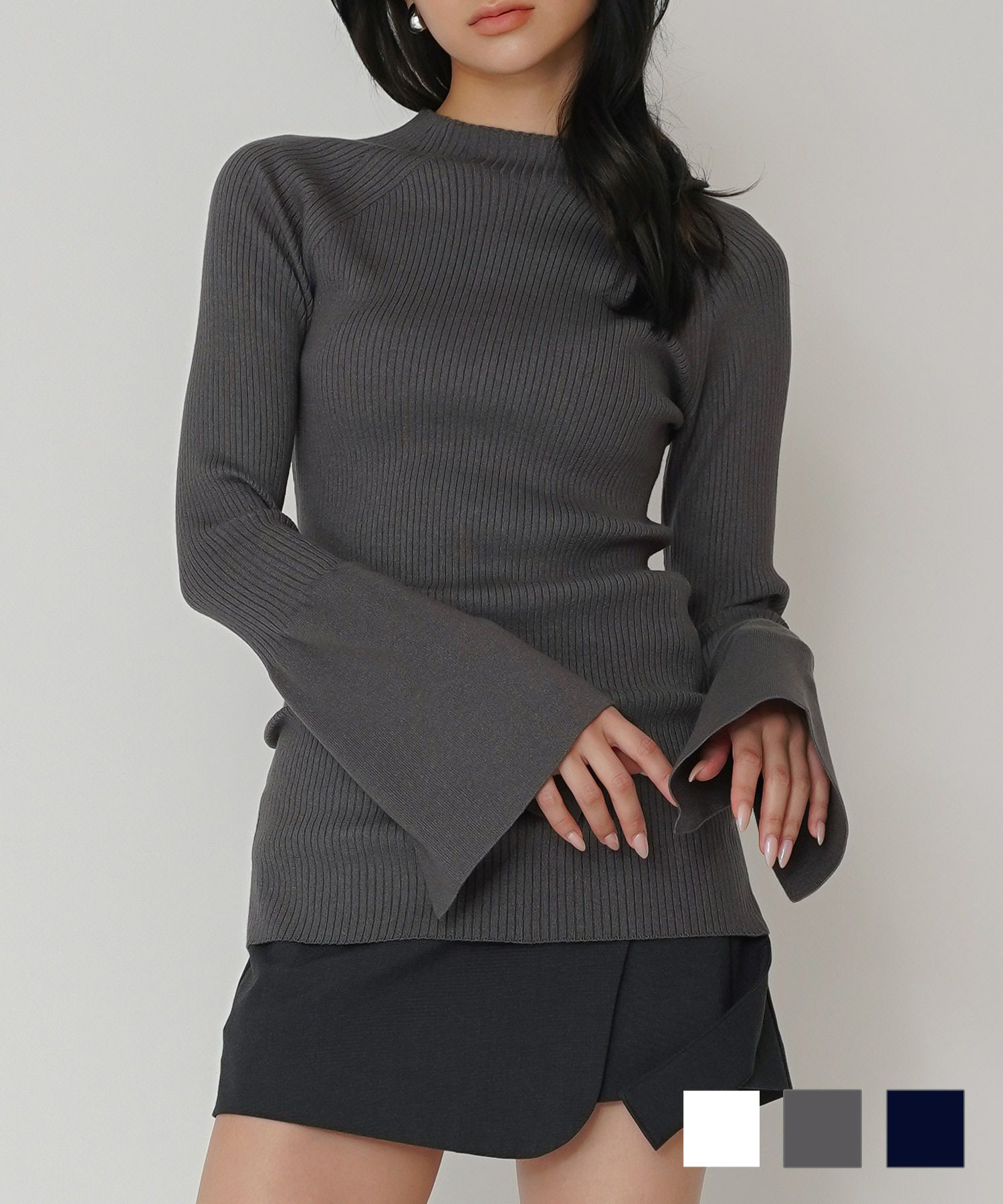 ハイネック ランタン スリーブ ニット プルオーバー KINO THE KEI