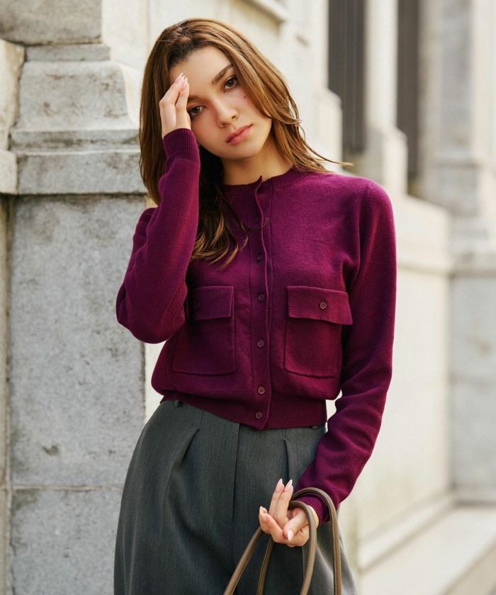 フラップ ポケット ニット カーディガン KINO THE KEI 全4色｜ktk431