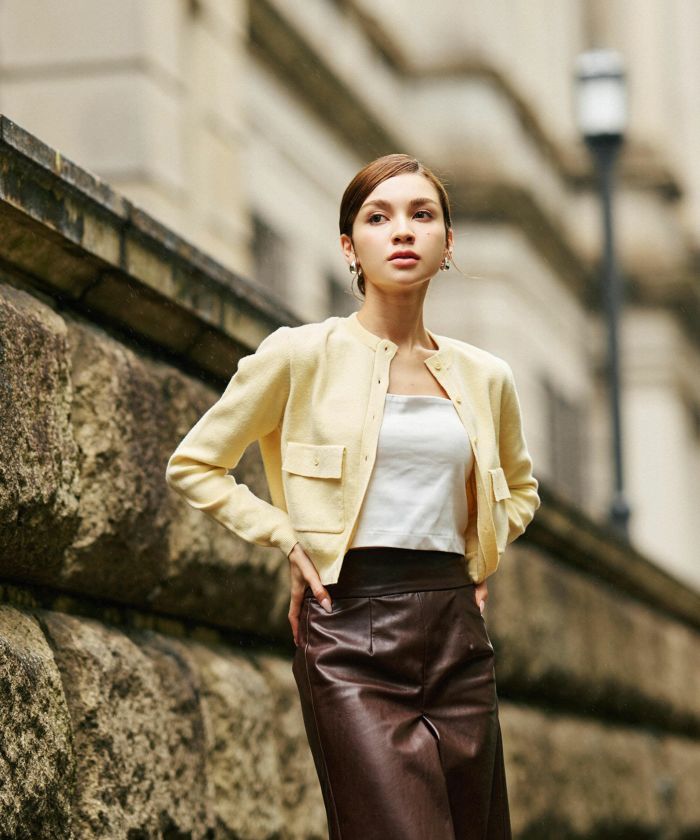 フラップ ポケット ニット カーディガン KINO THE KEI 全4色｜ktk431