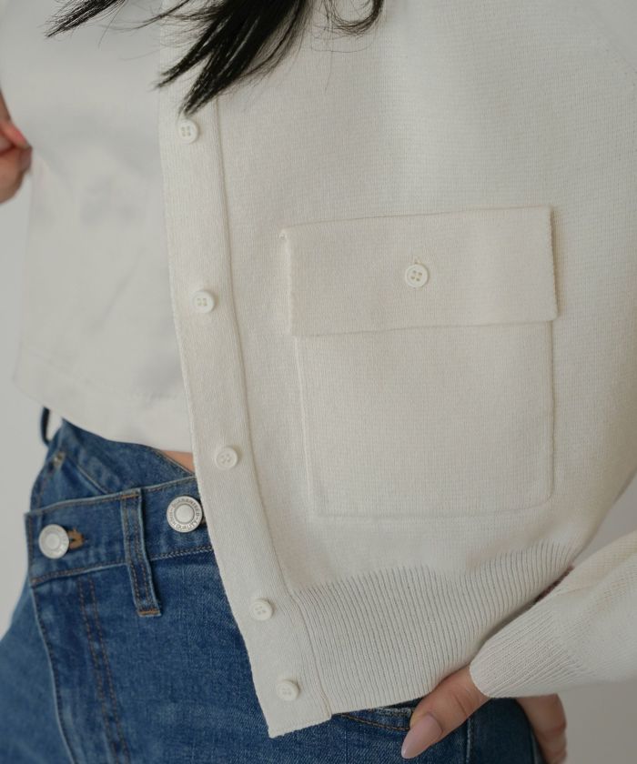 フラップ ポケット ニット カーディガン KINO THE KEI 全4色｜ktk431