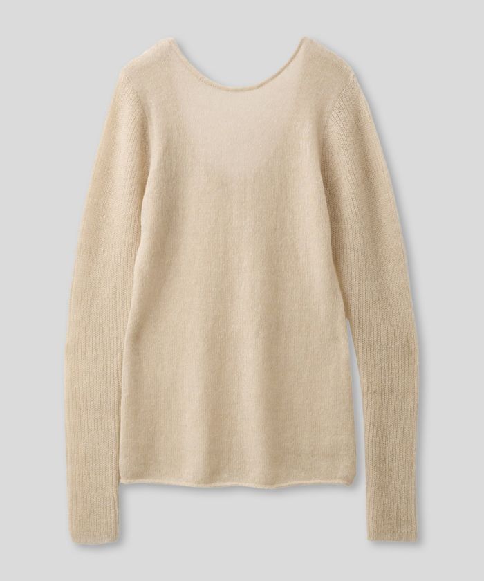 背中見せ 2way ラメニット シアーニット タイトトップス 韓国風 綺麗め 細見え カジュアル KINO THE KEI