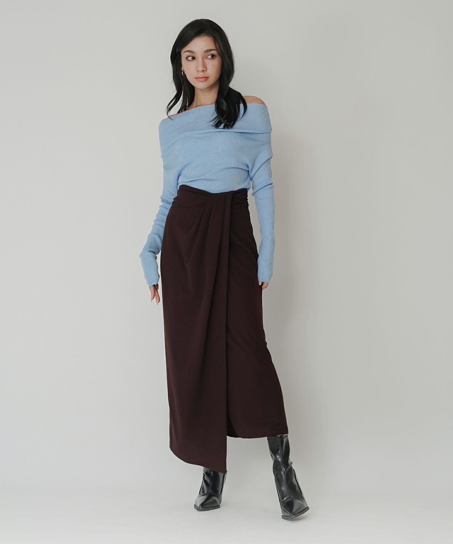 ディナー パーティー セットアップ エレガント タイトスカート ベルト付 ラップスカート KINO THE KEI